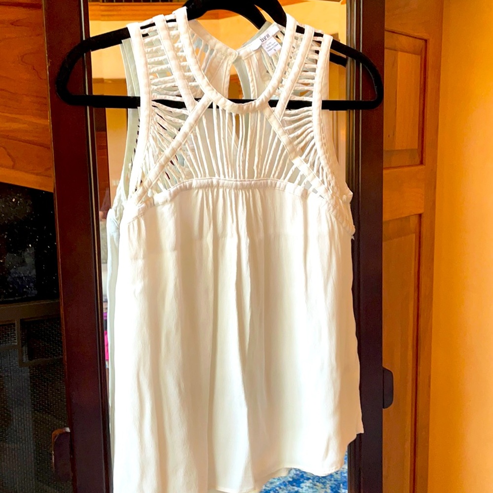 White detailed dressy tank top Bar III
